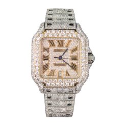 Cartier Santos Iced Out Large Mens Roman Numerals 40mm