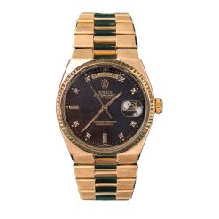 Rolex 19018 Day-Date Oysterquartz Yellow Gold Black Diamond 36mm President